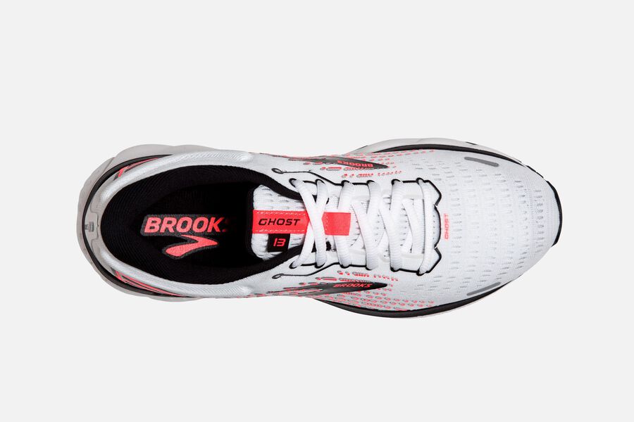 Brooks Ghost 13 Road Running Shoes Womens - White/Pink/Black - FXJNM-9873